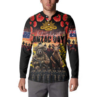 Australia ANZAC Day Button Sweatshirt Kangaroo and Koala Soldier - Forever in My Thoughts LT03 - Polynesian Pride