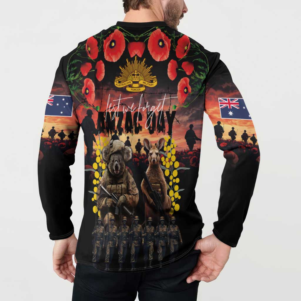Australia ANZAC Day Button Sweatshirt Kangaroo and Koala Soldier - Forever in My Thoughts LT03 - Polynesian Pride