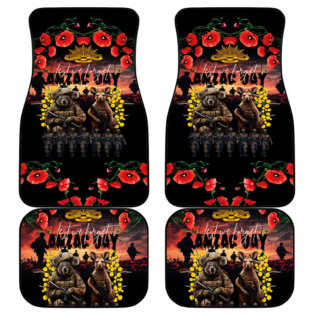 Australia ANZAC Day Car Mats Kangaroo and Koala Soldier - Forever in My Thoughts LT03 - Polynesian Pride