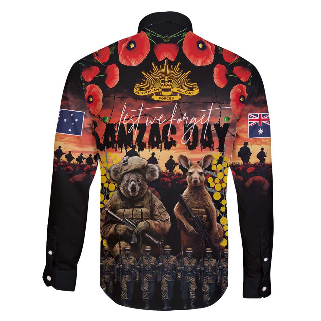 Australia ANZAC Day Family Matching Long Sleeve Bodycon Dress and Hawaiian Shirt Kangaroo and Koala Soldier - Forever in My Thoughts