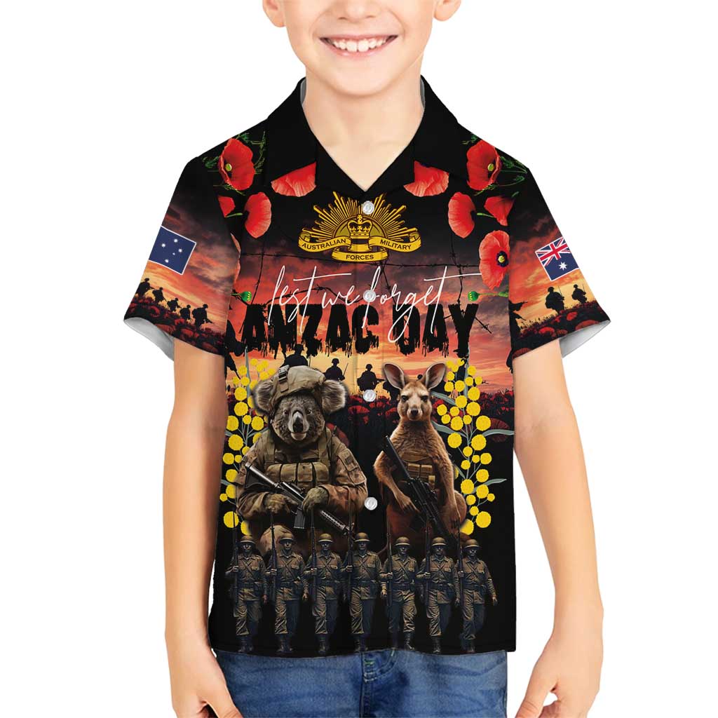 Australia ANZAC Day Family Matching Summer Maxi Dress and Hawaiian Shirt Kangaroo and Koala Soldier - Forever in My Thoughts