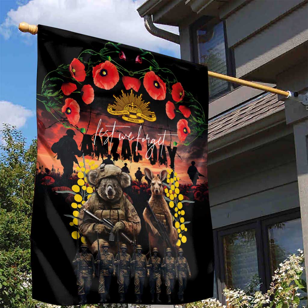 Australia ANZAC Day Garden Flag Kangaroo and Koala Soldier - Forever in My Thoughts LT03 - Polynesian Pride