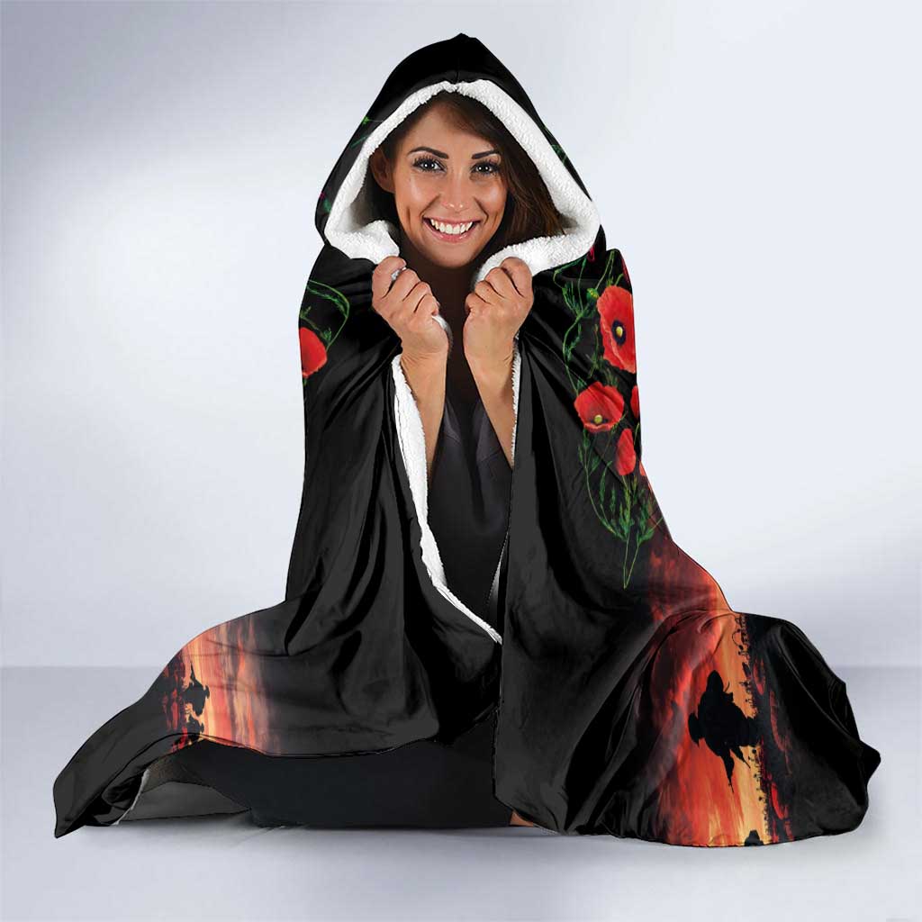 Australia ANZAC Day Hooded Blanket Kangaroo and Koala Soldier - Forever in My Thoughts