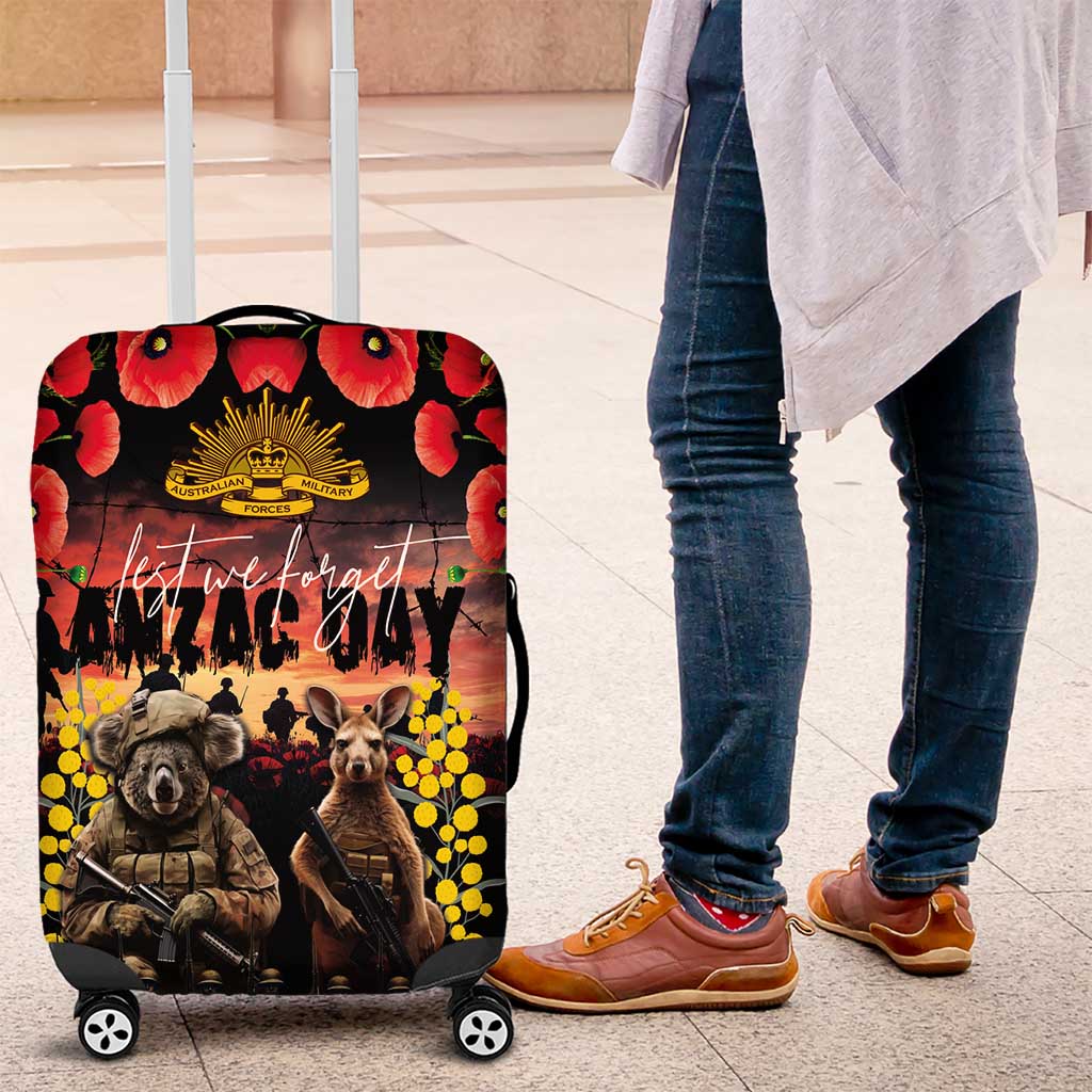 Australia ANZAC Day Luggage Cover Kangaroo and Koala Soldier - Forever in My Thoughts