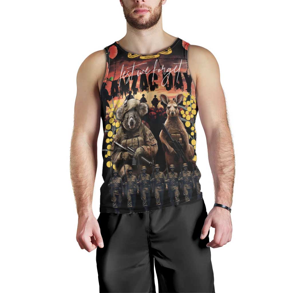 Australia ANZAC Day Men Tank Top Kangaroo and Koala Soldier - Forever in My Thoughts LT03 - Polynesian Pride