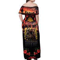 Australia ANZAC Day Off Shoulder Maxi Dress Kangaroo and Koala Soldier - Forever in My Thoughts LT03 - Polynesian Pride