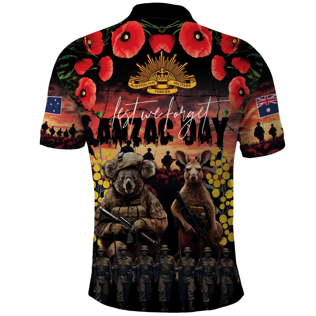 Australia ANZAC Day Polo Shirt Kangaroo and Koala Soldier - Forever in My Thoughts