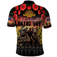Australia ANZAC Day Polo Shirt Kangaroo and Koala Soldier - Forever in My Thoughts