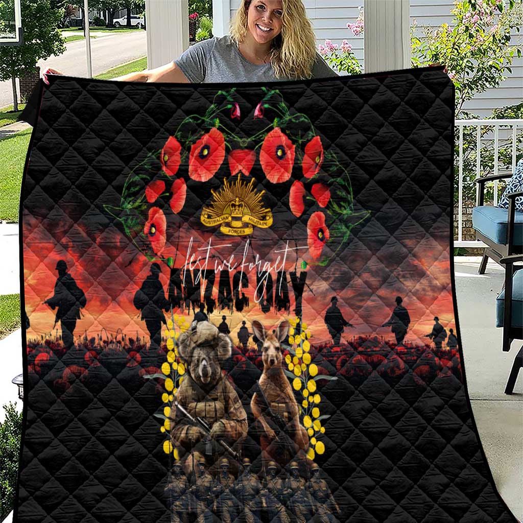 Australia ANZAC Day Quilt Kangaroo and Koala Soldier - Forever in My Thoughts