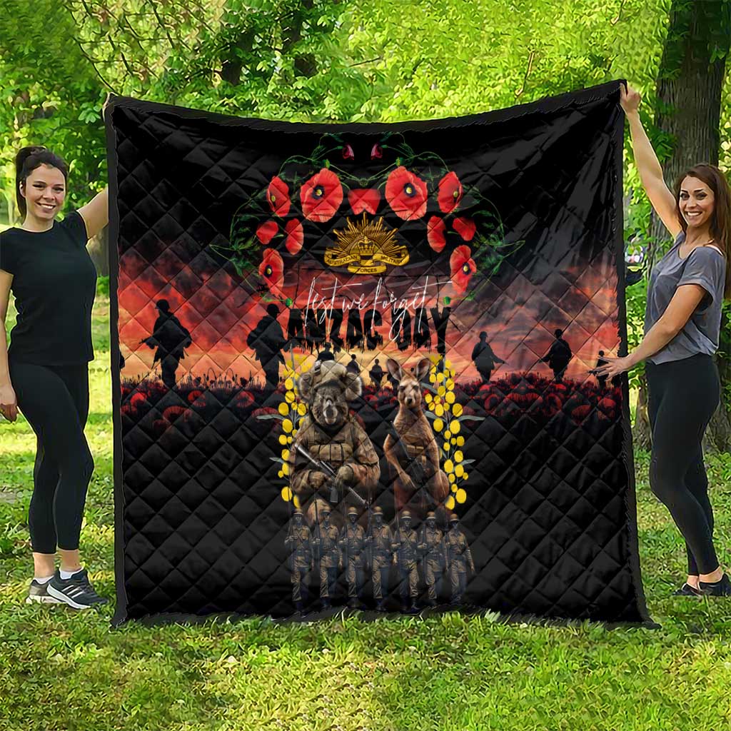 Australia ANZAC Day Quilt Kangaroo and Koala Soldier - Forever in My Thoughts