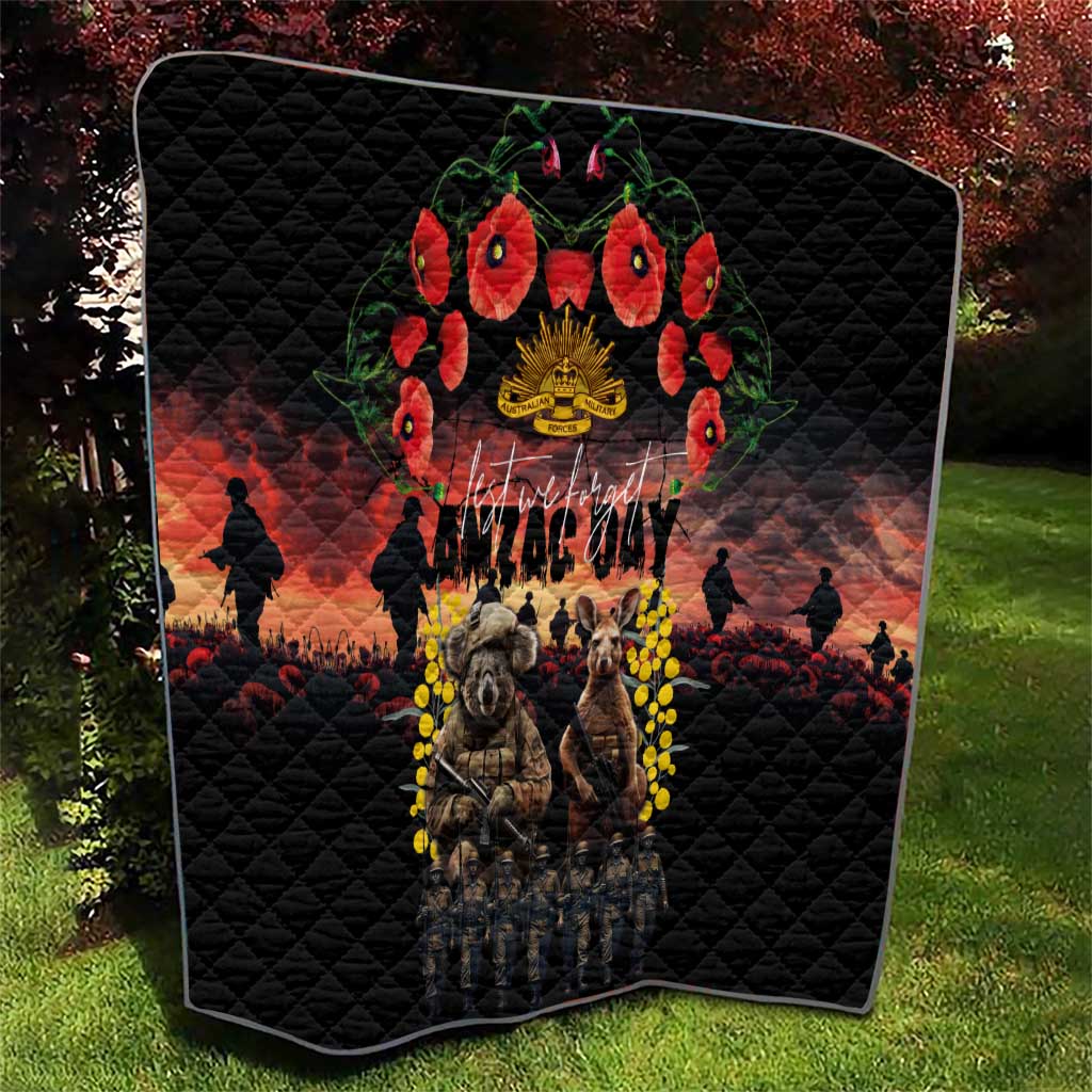 Australia ANZAC Day Quilt Kangaroo and Koala Soldier - Forever in My Thoughts