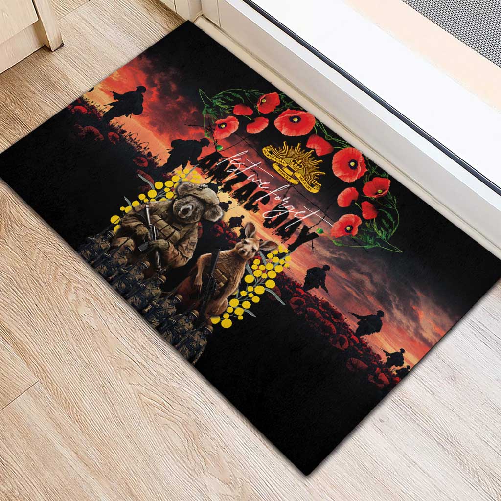 Australia ANZAC Day Rubber Doormat Kangaroo and Koala Soldier - Forever in My Thoughts LT03 - Polynesian Pride