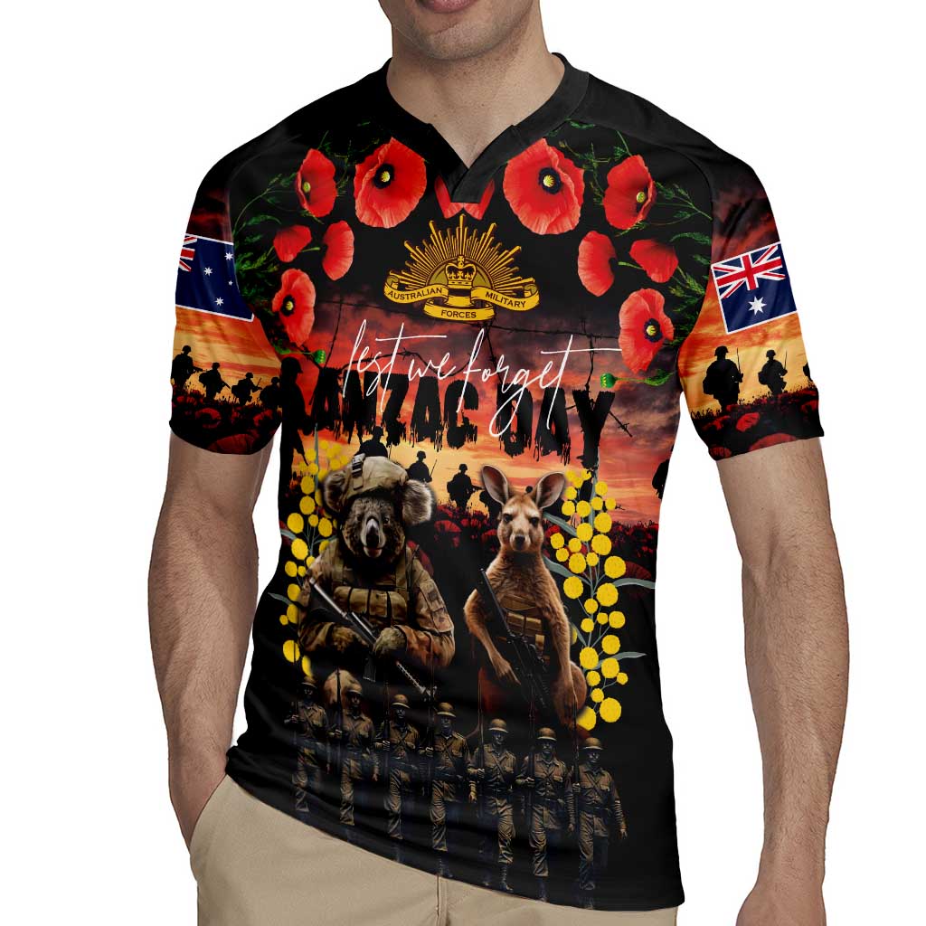 Australia ANZAC Day Rugby Jersey Kangaroo and Koala Soldier - Forever in My Thoughts LT03 - Polynesian Pride