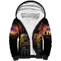 Australia ANZAC Day Sherpa Hoodie Kangaroo and Koala Soldier - Forever in My Thoughts LT03 Unisex Black - Polynesian Pride
