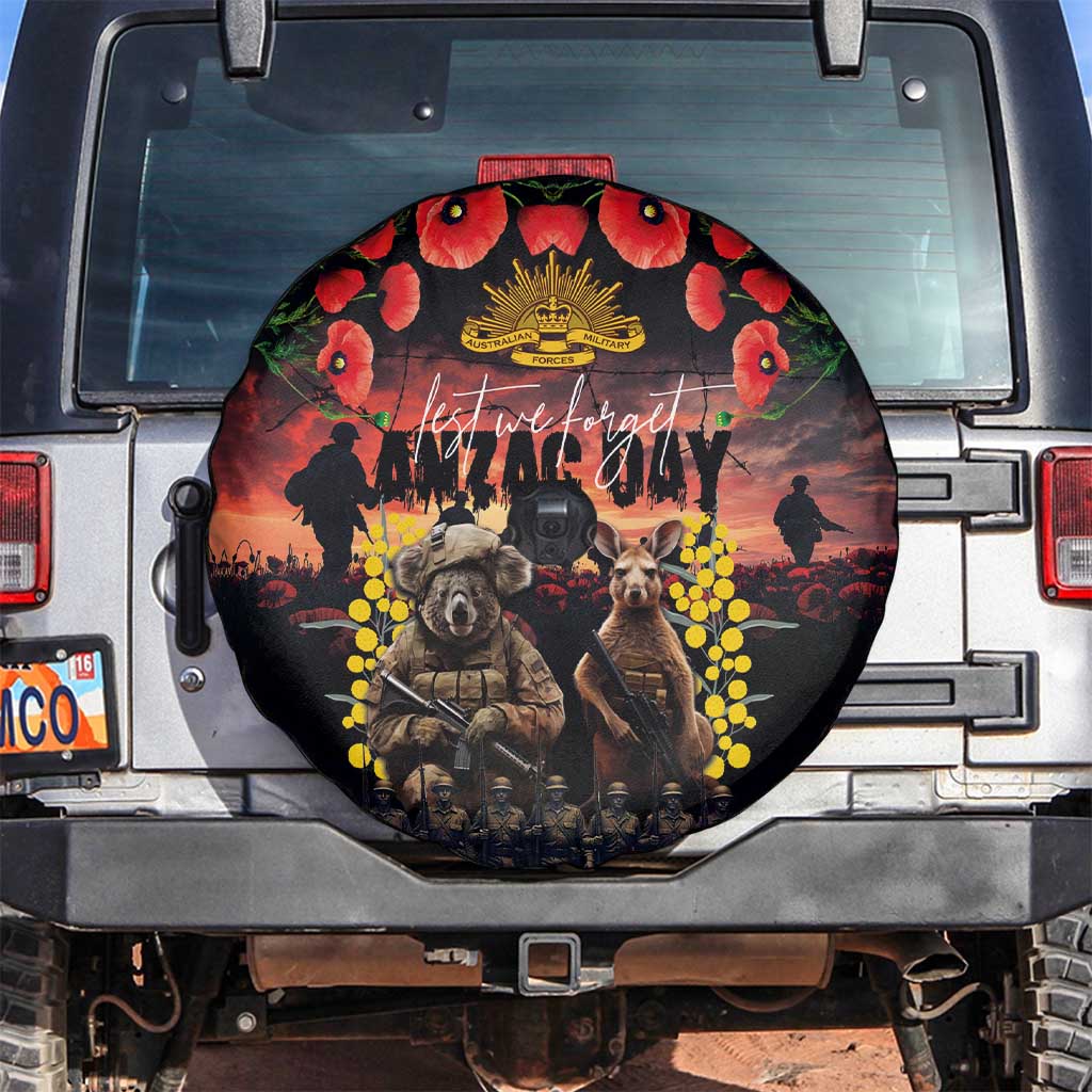 Australia ANZAC Day Spare Tire Cover Kangaroo and Koala Soldier - Forever in My Thoughts