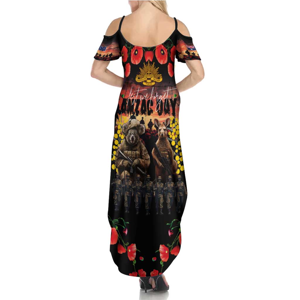 Australia ANZAC Day Summer Maxi Dress Kangaroo and Koala Soldier - Forever in My Thoughts LT03 - Polynesian Pride