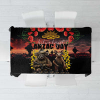 Australia ANZAC Day Tablecloth Kangaroo and Koala Soldier - Forever in My Thoughts LT03 Black - Polynesian Pride