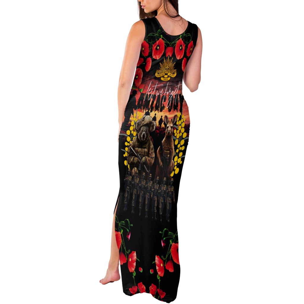 Australia ANZAC Day Tank Maxi Dress Kangaroo and Koala Soldier - Forever in My Thoughts LT03 - Polynesian Pride