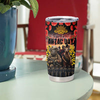 Australia ANZAC Day Tumbler Cup Kangaroo and Koala Soldier Forever in My Thoughts LT03 - Polynesian Pride