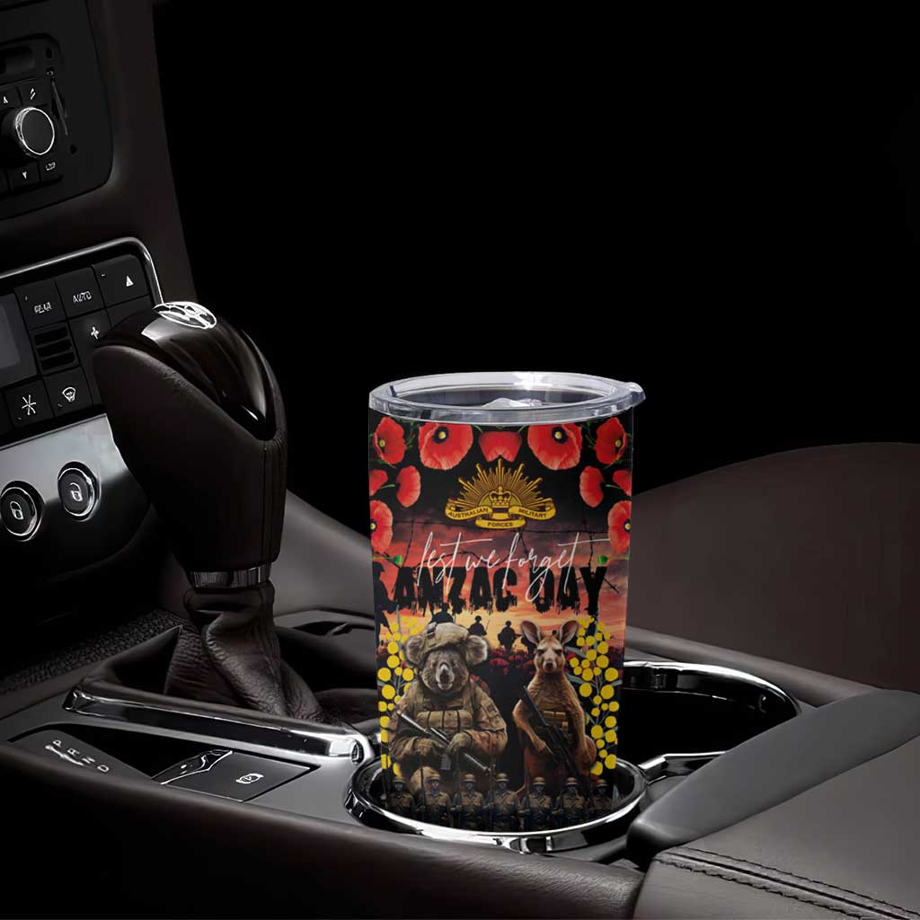 Australia ANZAC Day Tumbler Cup Kangaroo and Koala Soldier Forever in My Thoughts LT03 - Polynesian Pride