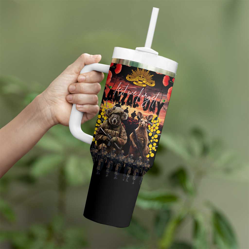 Australia ANZAC Day Tumbler With Handle Kangaroo and Koala Soldier Forever in My Thoughts LT03 - Polynesian Pride