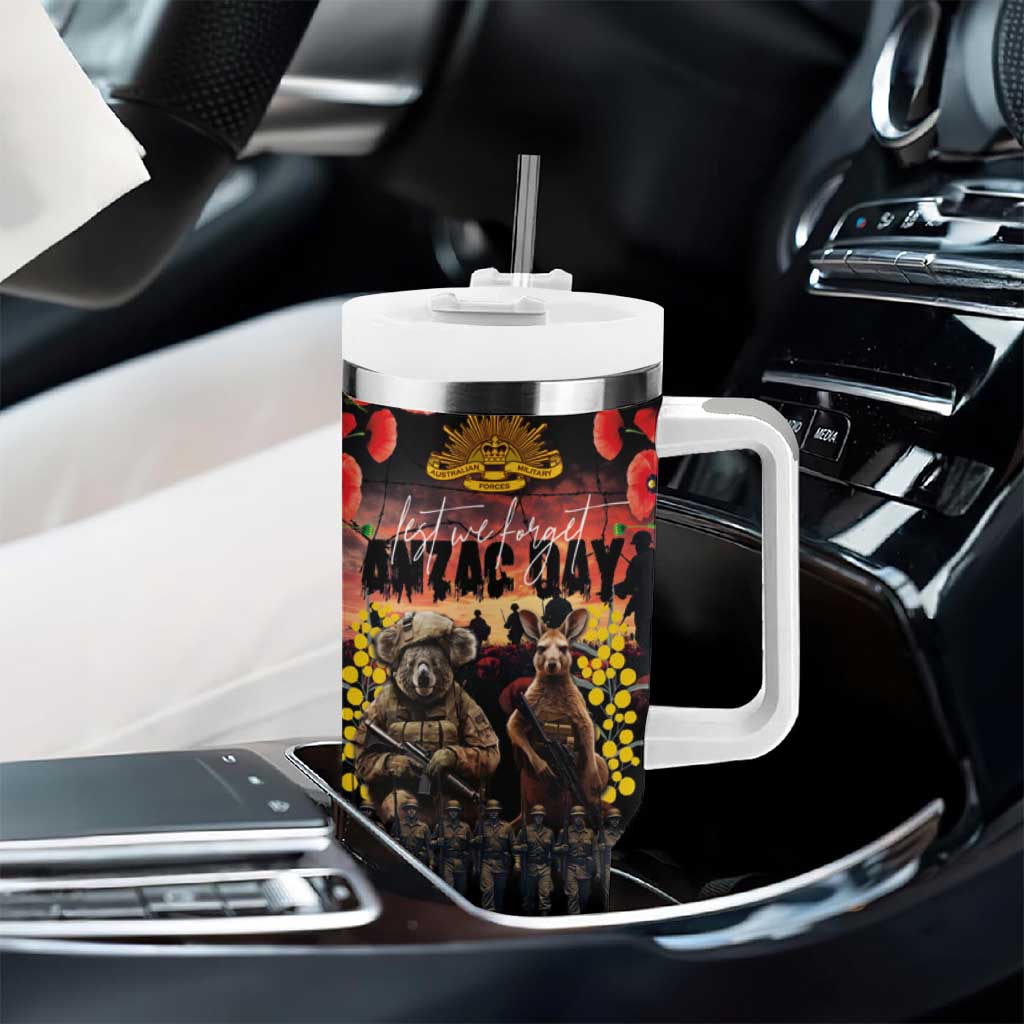 Australia ANZAC Day Tumbler With Handle Kangaroo and Koala Soldier Forever in My Thoughts LT03 - Polynesian Pride
