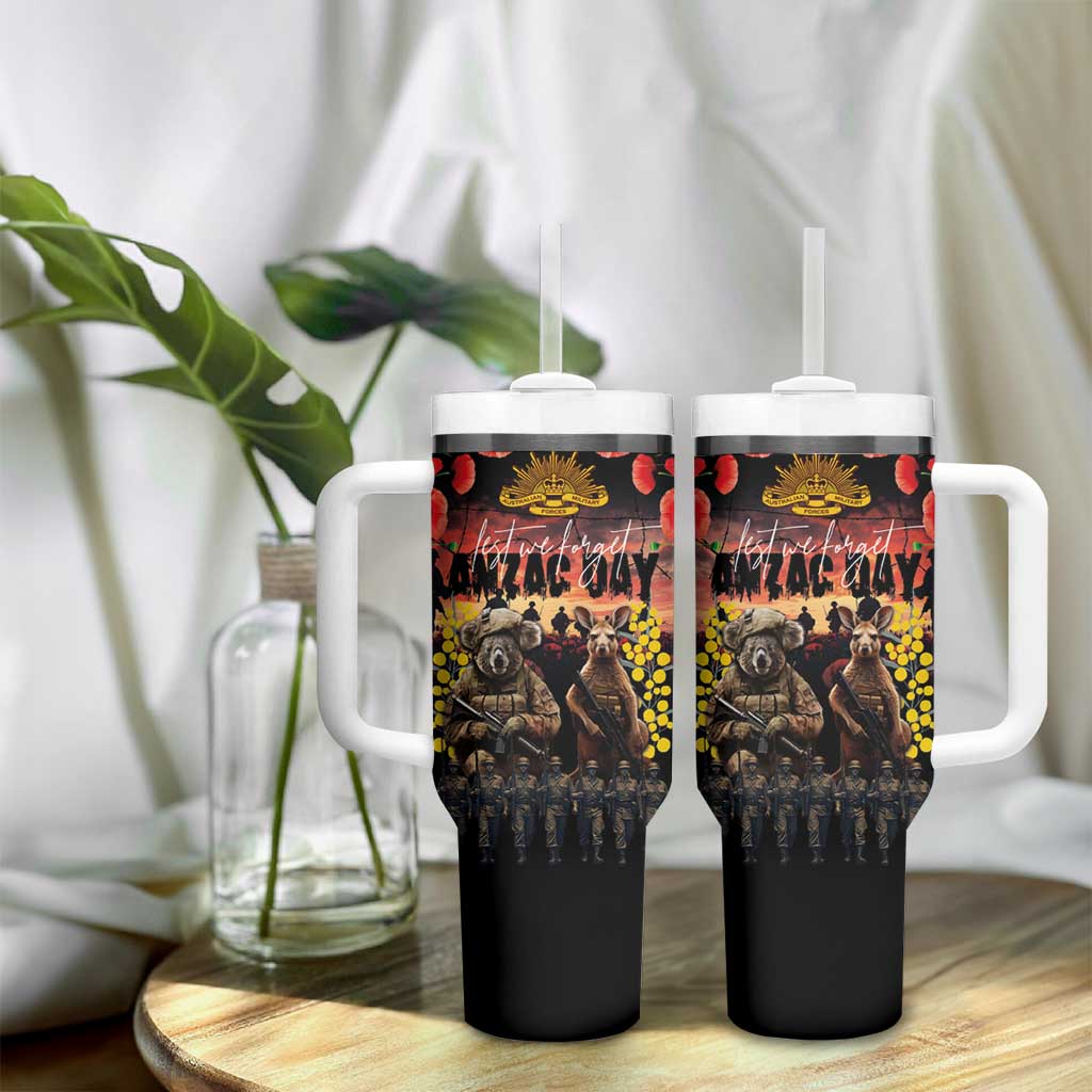 Australia ANZAC Day Tumbler With Handle Kangaroo and Koala Soldier Forever in My Thoughts LT03 - Polynesian Pride