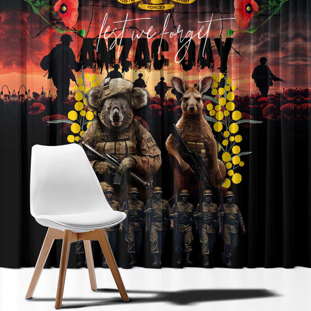Australia ANZAC Day Window Curtain Kangaroo and Koala Soldier - Forever in My Thoughts LT03 - Polynesian Pride