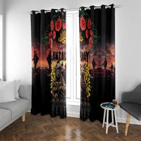 Australia ANZAC Day Window Curtain Kangaroo and Koala Soldier - Forever in My Thoughts LT03 With Grommets Black - Polynesian Pride