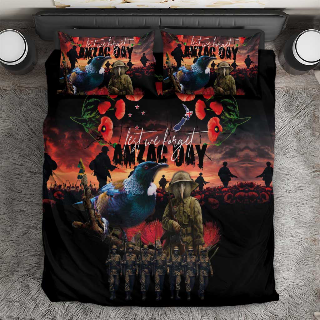 New Zealand ANZAC Day Bedding Set Tui Bird and Kiwi Bird Soldier - Forever in My Thoughts