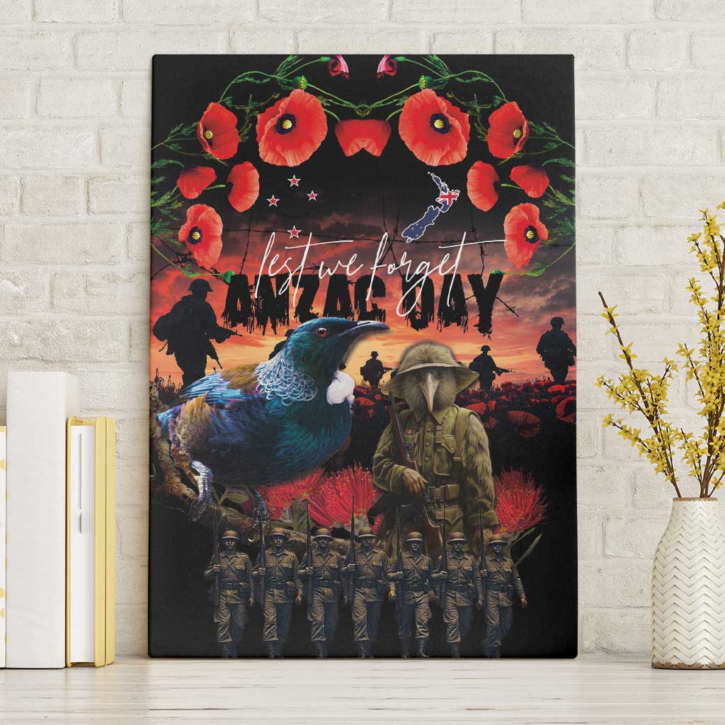 New Zealand ANZAC Day Canvas Wall Art Tui Bird and Kiwi Bird Soldier - Forever in My Thoughts