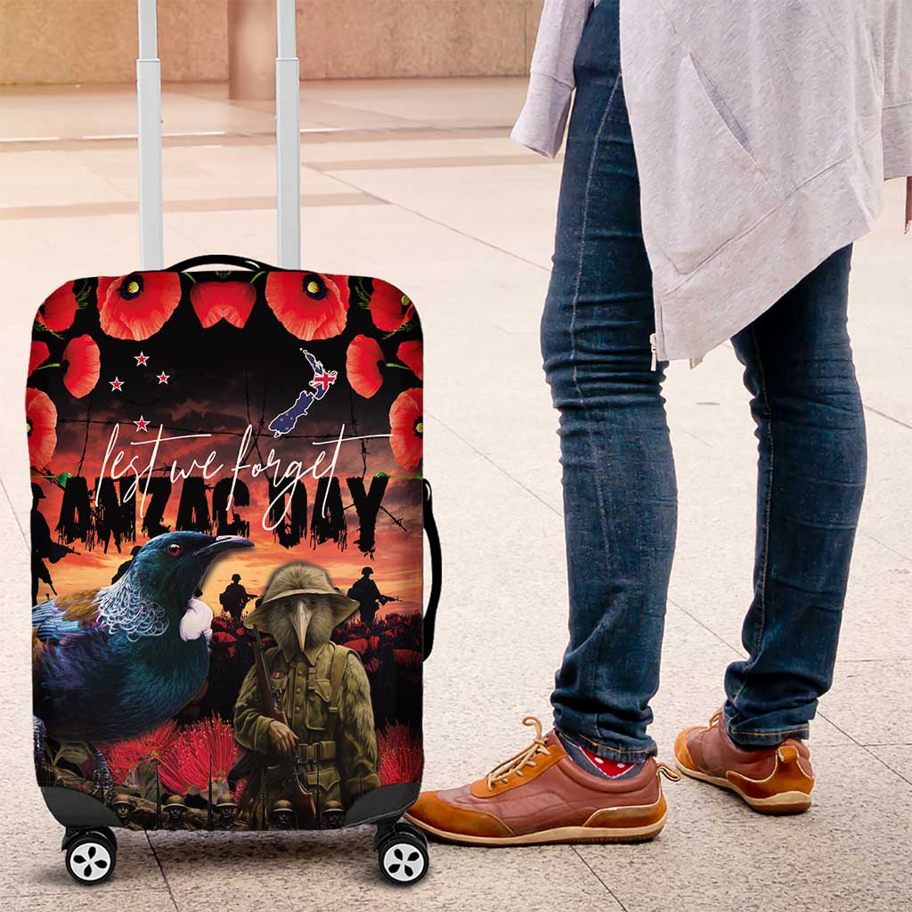 New Zealand ANZAC Day Luggage Cover Tui Bird and Kiwi Bird Soldier - Forever in My Thoughts