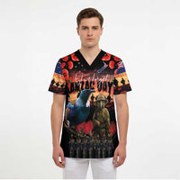New Zealand ANZAC Day Scrub Top Tui Bird and Kiwi Bird Soldier - Forever in My Thoughts - Polynesian Pride