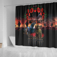New Zealand ANZAC Day Shower Curtain Tui Bird and Kiwi Bird Soldier - Forever in My Thoughts