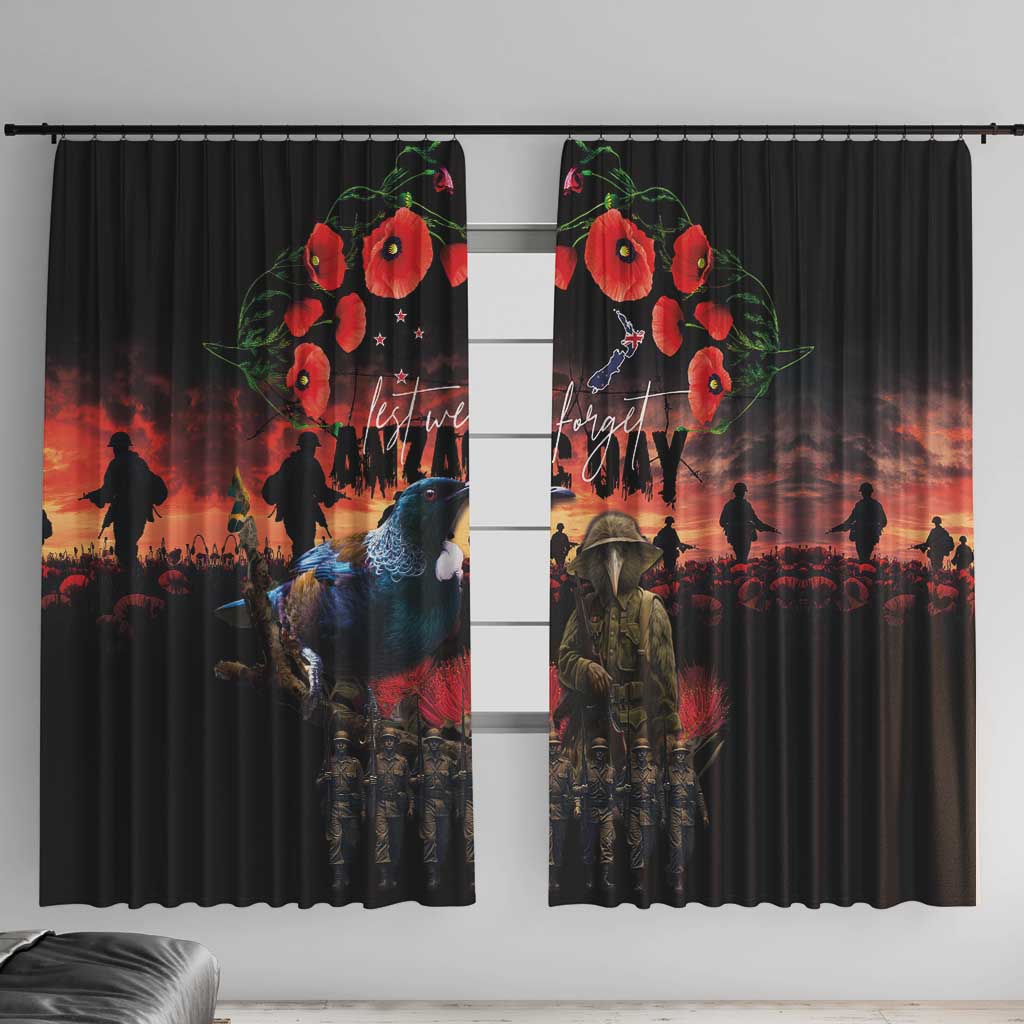 New Zealand ANZAC Day Window Curtain Tui Bird and Kiwi Bird Soldier - Forever in My Thoughts