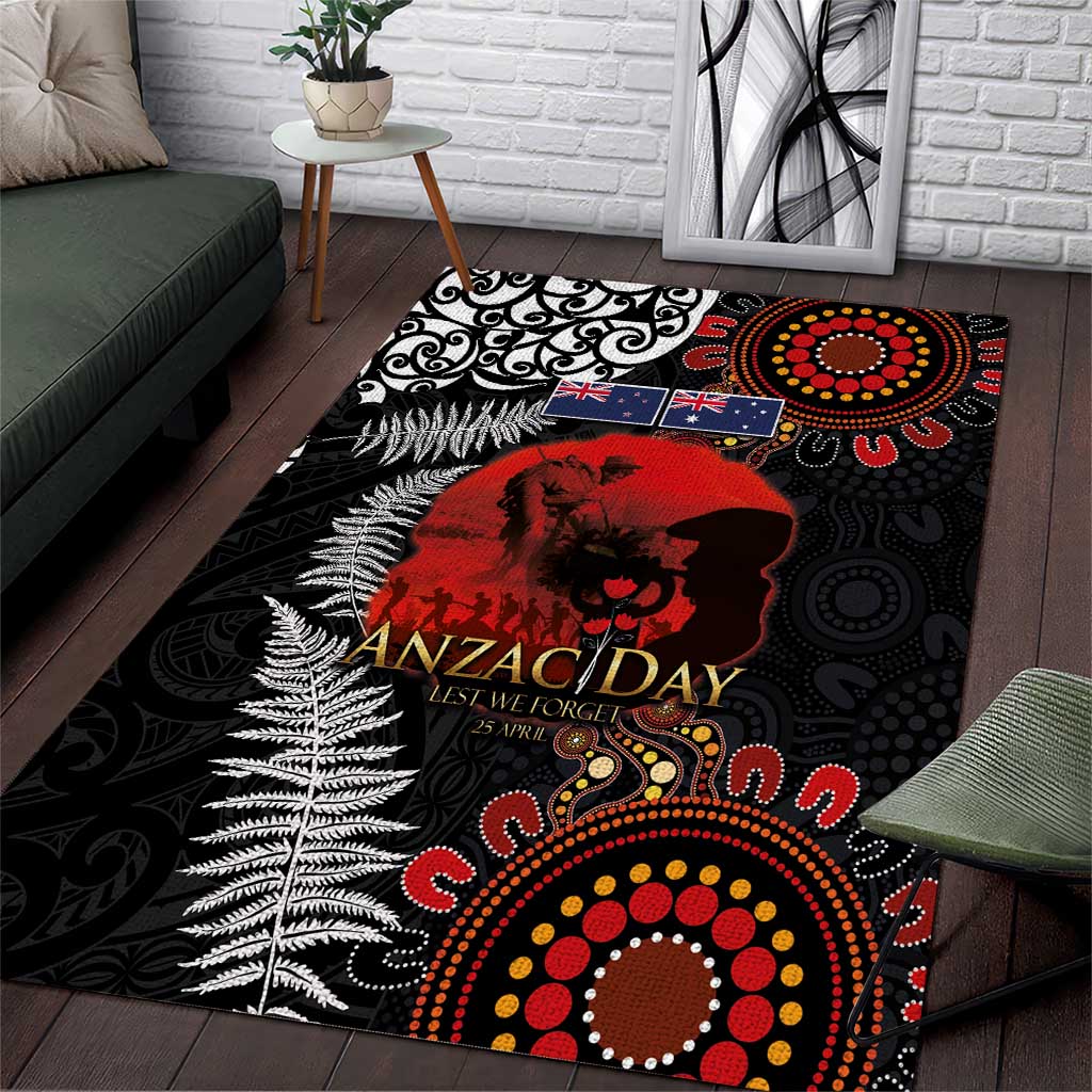 Australia and New Zealand ANZAC Day Area Rug Aboriginal and Maori Art Pattern - Gallipoli Lest We Forget