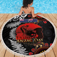 Australia and New Zealand ANZAC Day Beach Blanket Aboriginal and Maori Art Pattern - Gallipoli Lest We Forget LT03 - Polynesian Pride
