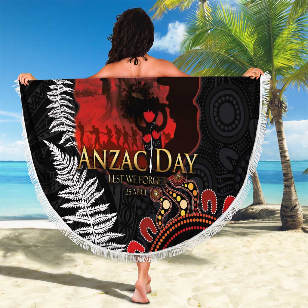 Australia and New Zealand ANZAC Day Beach Blanket Aboriginal and Maori Art Pattern - Gallipoli Lest We Forget LT03 - Polynesian Pride
