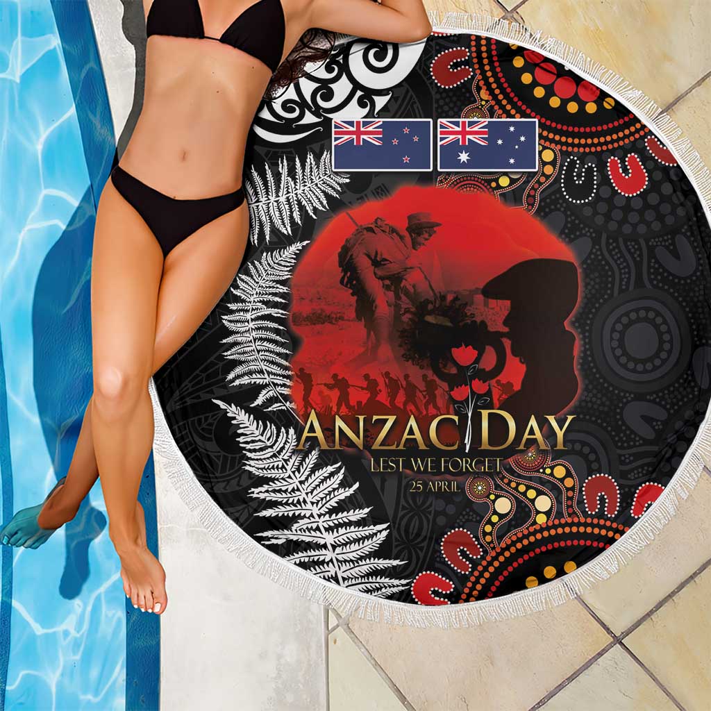 Australia and New Zealand ANZAC Day Beach Blanket Aboriginal and Maori Art Pattern - Gallipoli Lest We Forget LT03 - Polynesian Pride