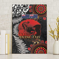 Australia and New Zealand ANZAC Day Canvas Wall Art Aboriginal and Maori Art Pattern - Gallipoli Lest We Forget LT03 Without Frame Black - Polynesian Pride