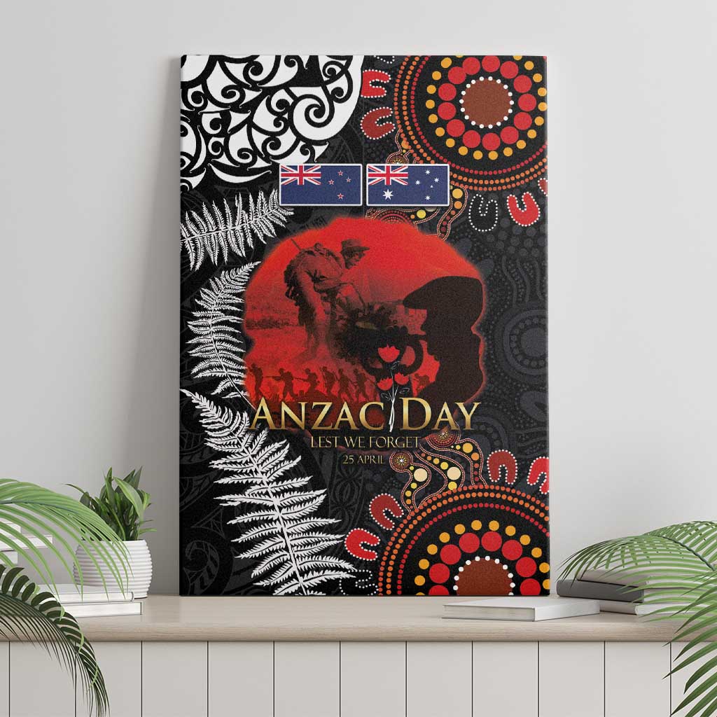Australia and New Zealand ANZAC Day Canvas Wall Art Aboriginal and Maori Art Pattern - Gallipoli Lest We Forget LT03 - Polynesian Pride