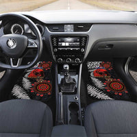Australia and New Zealand ANZAC Day Car Mats Aboriginal and Maori Art Pattern - Gallipoli Lest We Forget LT03 Set 2pcs - Front Black - Polynesian Pride