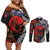 Australia and New Zealand ANZAC Day Couples Matching Off Shoulder Short Dress and Long Sleeve Button Shirt Aboriginal and Maori Art Pattern - Gallipoli Lest We Forget