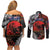 Australia and New Zealand ANZAC Day Couples Matching Off Shoulder Short Dress and Long Sleeve Button Shirt Aboriginal and Maori Art Pattern - Gallipoli Lest We Forget