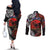 Australia and New Zealand ANZAC Day Couples Matching Off The Shoulder Long Sleeve Dress and Long Sleeve Button Shirt Aboriginal and Maori Art Pattern - Gallipoli Lest We Forget