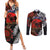 Australia and New Zealand ANZAC Day Couples Matching Summer Maxi Dress and Long Sleeve Button Shirt Aboriginal and Maori Art Pattern - Gallipoli Lest We Forget