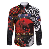 Australia and New Zealand ANZAC Day Family Matching Summer Maxi Dress and Hawaiian Shirt Aboriginal and Maori Art Pattern - Gallipoli Lest We Forget