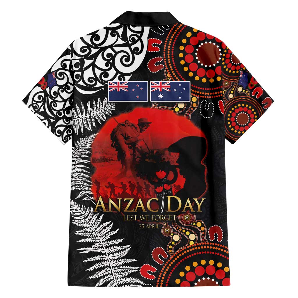 Australia and New Zealand ANZAC Day Hawaiian Shirt Aboriginal and Maori Art Pattern - Gallipoli Lest We Forget LT03 - Polynesian Pride