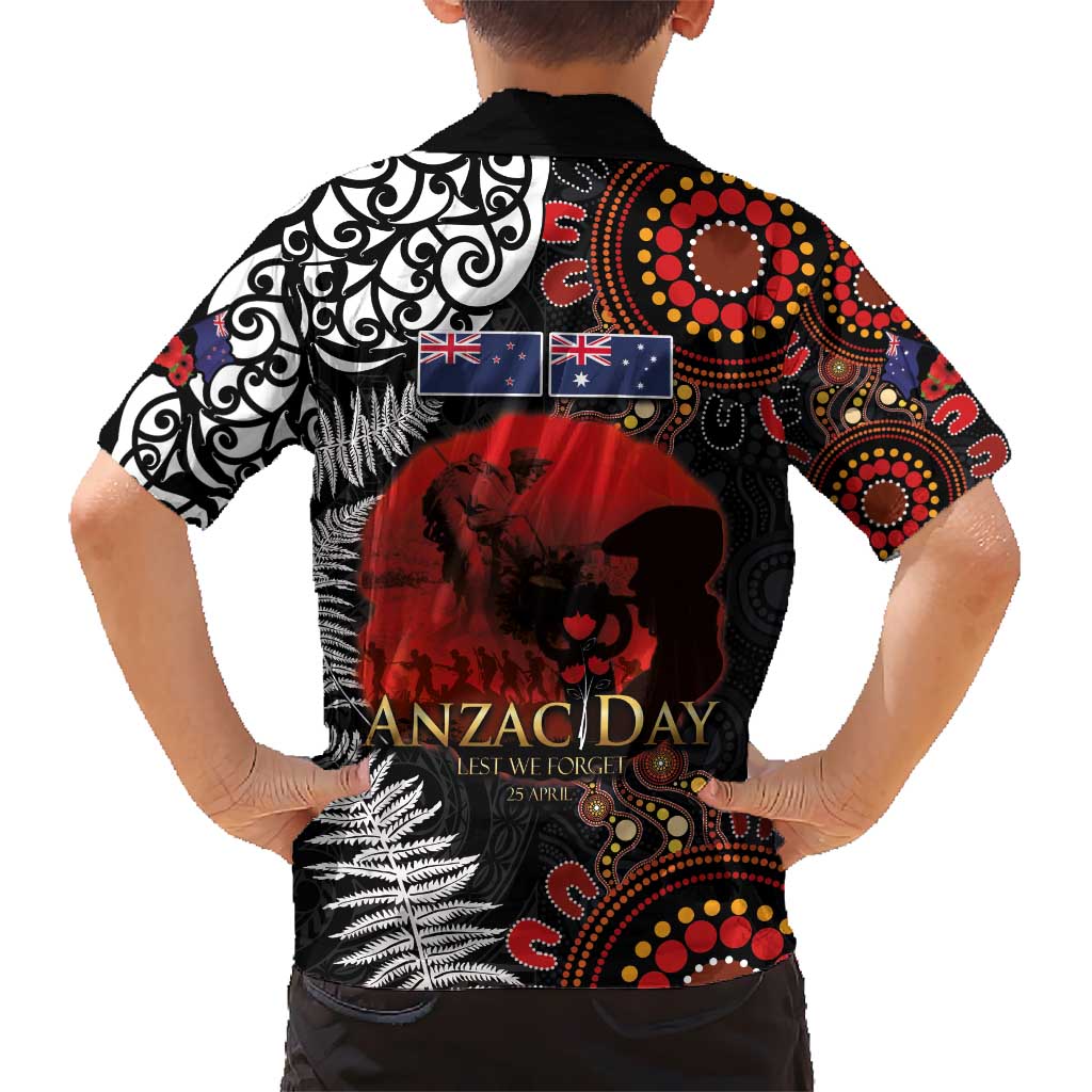 Australia and New Zealand ANZAC Day Hawaiian Shirt Aboriginal and Maori Art Pattern - Gallipoli Lest We Forget LT03 - Polynesian Pride