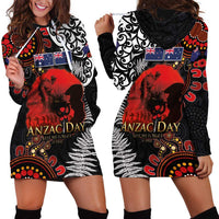 Australia and New Zealand ANZAC Day Hoodie Dress Aboriginal and Maori Art Pattern - Gallipoli Lest We Forget